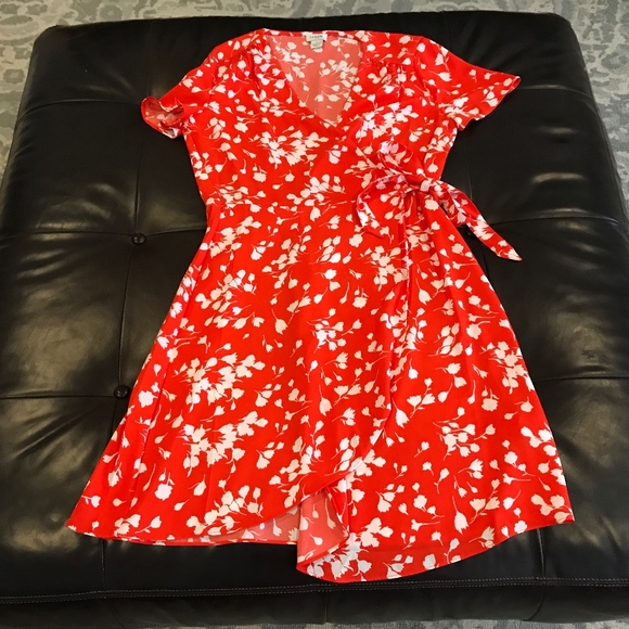 J. Crew Dresses & Skirts - J Crew red floral wrap dress, size 2, worn once